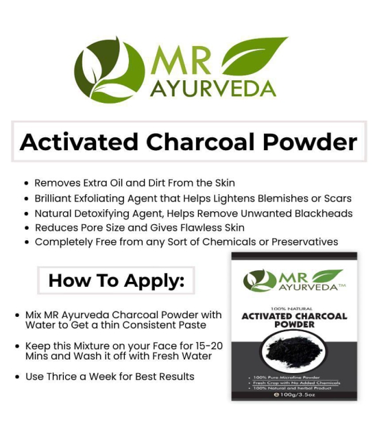 MR Ayurveda 100% Natural Activated Charcoal Powder Face Pack Masks 100 gm