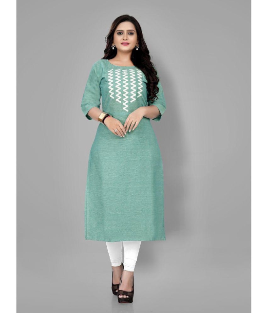 RIAANA - Green Cotton Women's Straight Kurti ( Pack of 1 ) - None