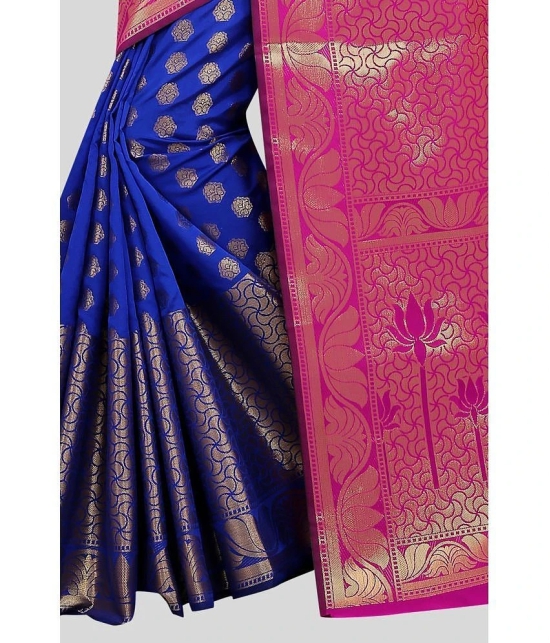 Gazal Fashions - Pink Banarasi Silk Saree With Blouse Piece ( Pack of 1 ) - Pink