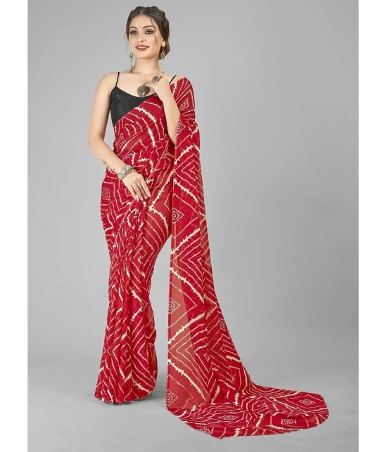 ANAND SAREES - Red Georgette Saree Without Blouse Piece ( Pack of 1 ) - Red