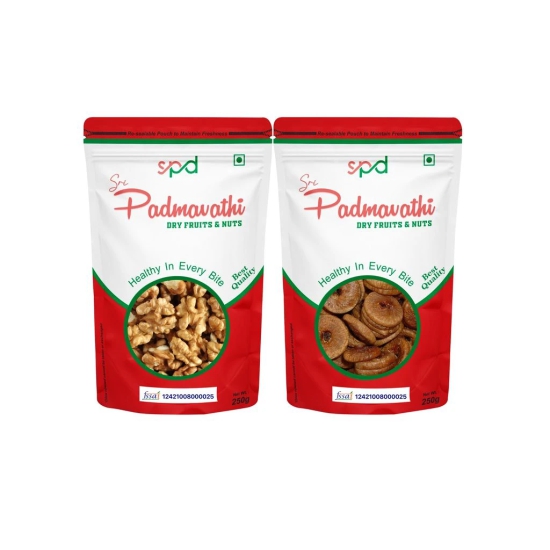 SRI PADMAVATHI DRY FRUITS & NUTS ALMONDS-2kg/WALNUTS -2kg COMBO PACK