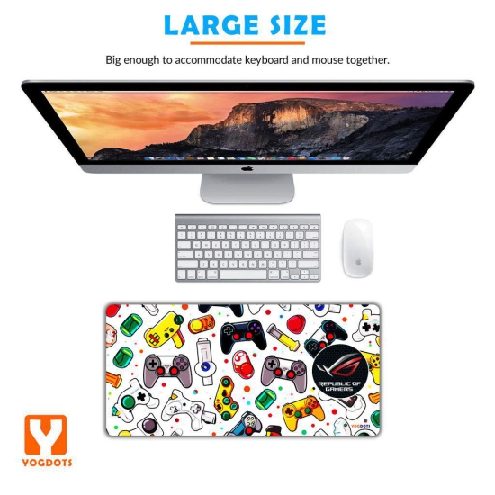 yogdots Big Size Gaming Print Mouse pad Computer Table mat for Game Lovers, Republic of Gamers Gamepad Printed Mousepad 23x11 inch