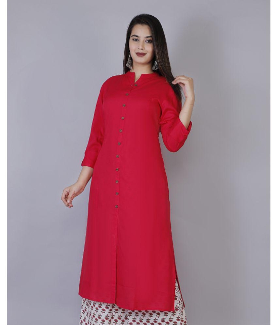 Doriya Pink Rayon A-line Kurti - Single - None