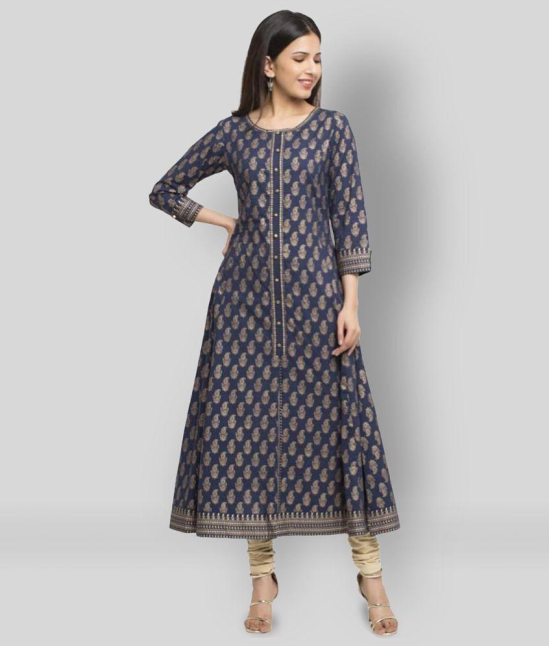 Yash Gallery - Blue Cotton Women''s Flared Kurti ( Pack of 1 ) - S