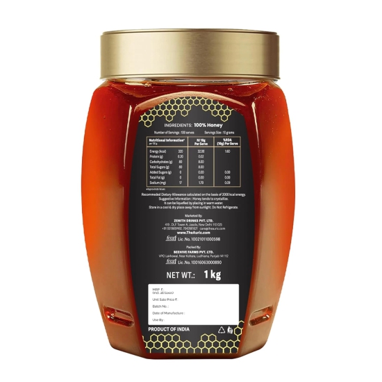 Auric Pure1Kg Honey Crafted from Multi-Flower Sources, 100% Purity with No Added Sugar