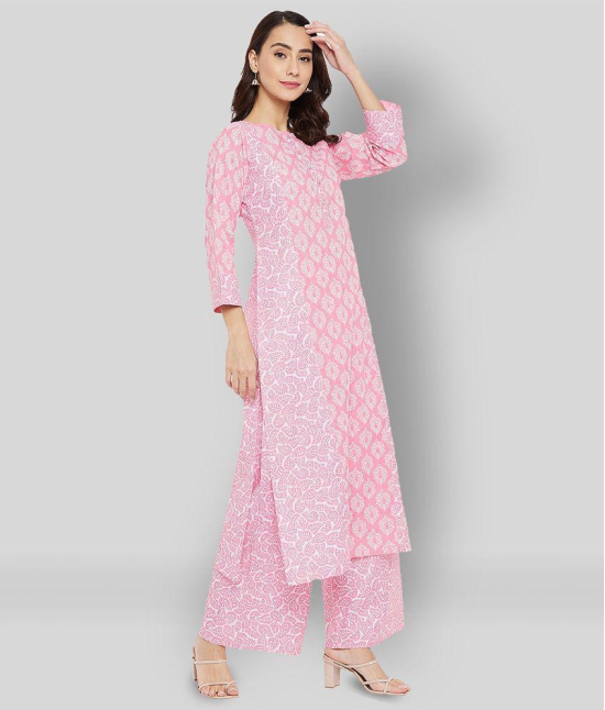 Tissu - Pink Straight Cotton Women's Stitched Salwar Suit ( Pack of 1 ) - M