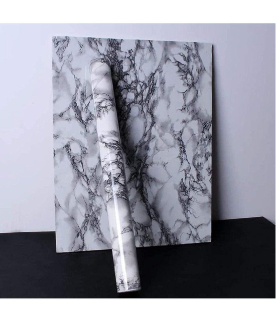 GEEO White marble design for kitchen foil wallpaper, Wall Sticker ( 200 x 60 cms )