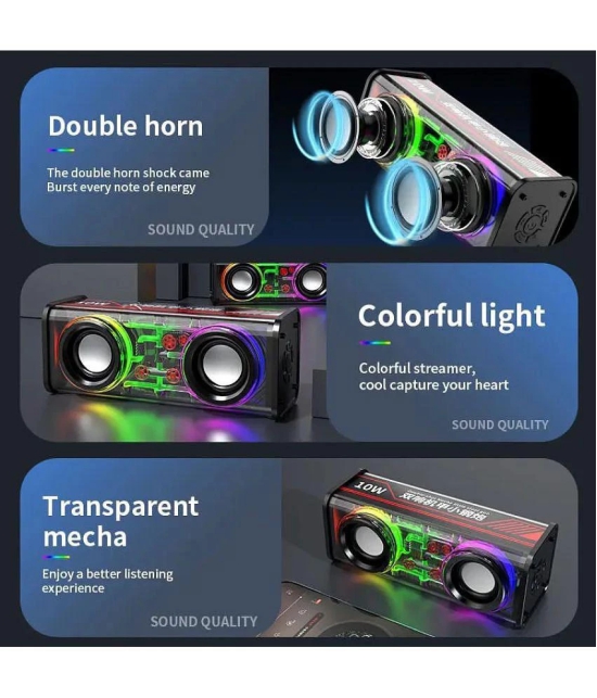 Life Like 10W With RGB Light 10 W Bluetooth Speaker Bluetooth V 5.3 with USB,SD card Slot Playback Time 10 hrs Black - Black