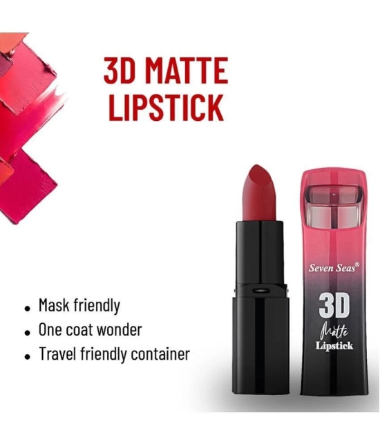 Seven Seas 3D Matte Lipstick | Long Lasting | Waterproof Matte Lipstick for Women(Claret)