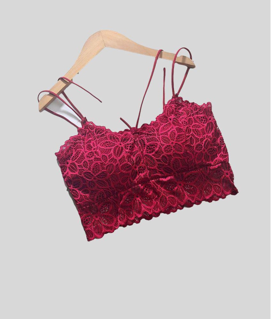 Nizvira - Maroon Lace Lightly Padded Womens Bralette ( Pack of 1 ) - 30