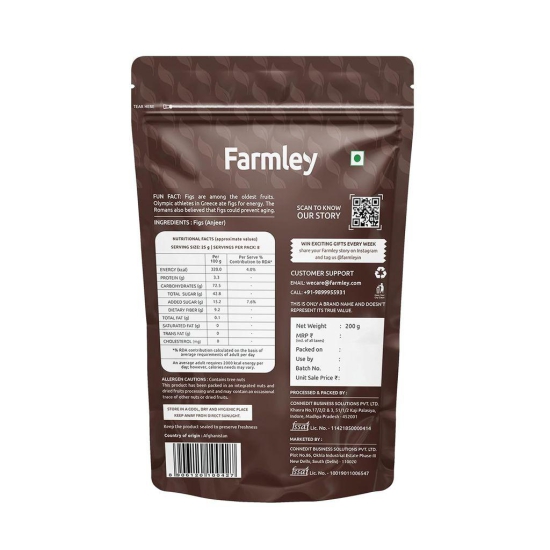 Farmley Premium Afghani Dried Anjeer - 200g Rich Source of Vitamins Dietary Fiber Figs Dry Fruits