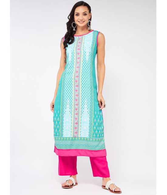 Pannkh - Blue Rayon Flex Womens Straight Kurti ( Pack of 1 ) - None