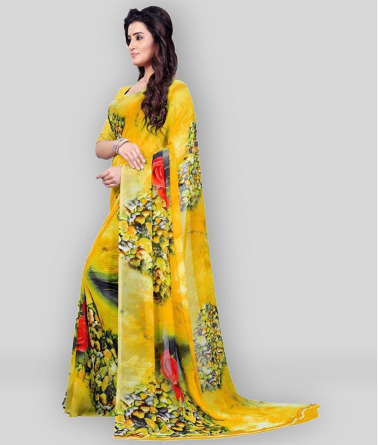 Anand - Yellow Georgette Saree With Blouse Piece ( Pack of 1 ) - Yellow