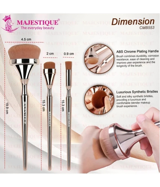 Majestique Blush Brush, Eyebrow and Multi-use Flat Brush Professional Makeup Brush Set - 3Pcs