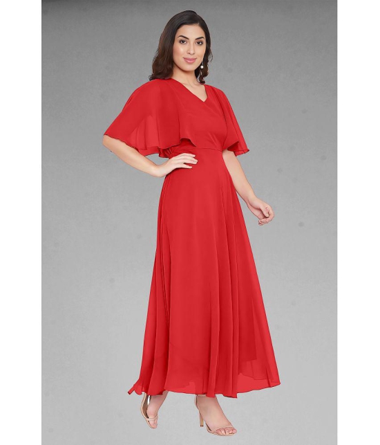 JASH CREATION - Red Georgette Womens Gown ( Pack of 1 ) - None