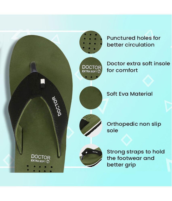 DOCTOR EXTRA SOFT - Olive Men's Thong Flip Flop - 7