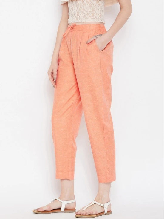 Women Coral Relaxed Pleated Peg Trousers