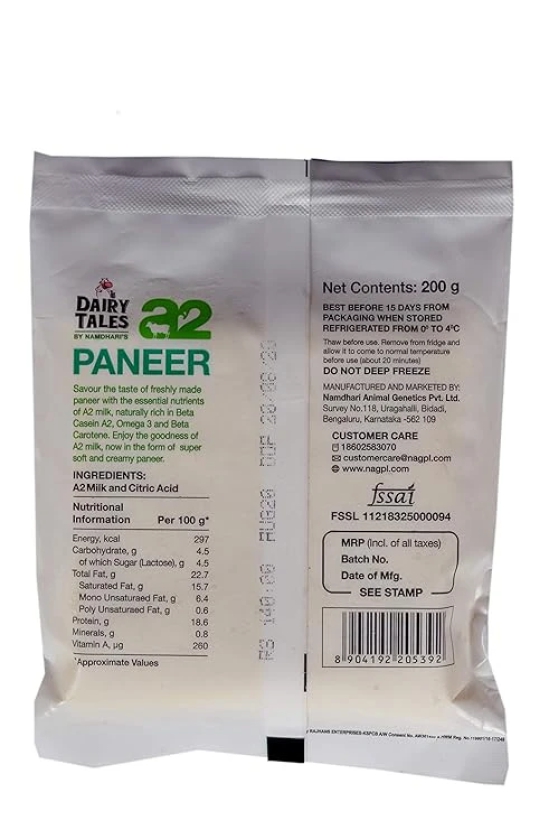 Dairy Tales A2 Paneer, 200 Gm