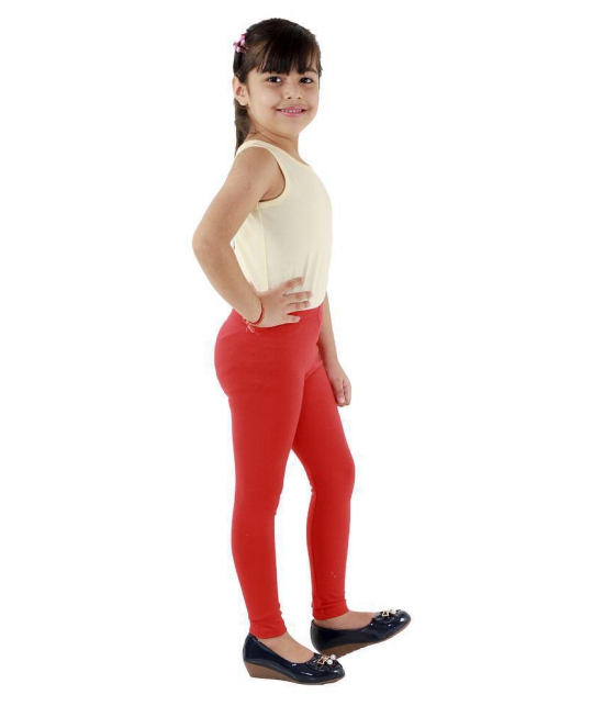 Kids Cave - Red Cotton Blend Girls Leggings ( Pack of 1 ) - None