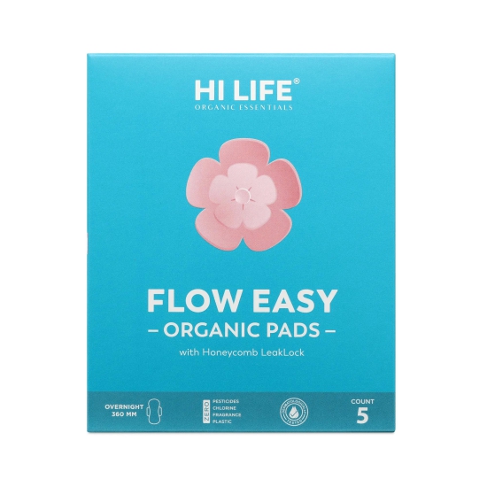 FLOW EASY - Organic Overnight Period Pads (with disposable bag) - Pack of 5