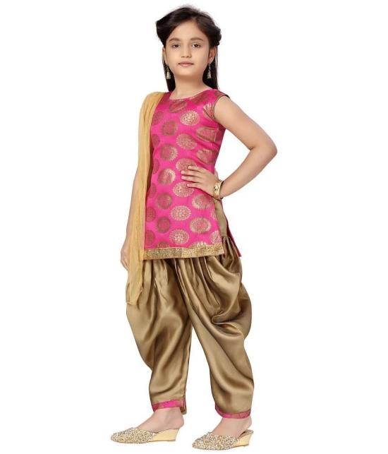 Aarika Girls Silk Patiala Kurta Set ( Pack of 1 , Pink ) - None