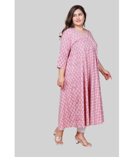 miravan - Pink Cotton Women''s Anarkali Kurti ( Pack of 1 ) - None