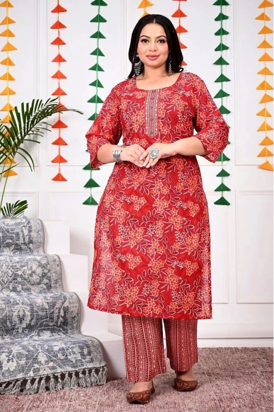 Swasti Cotton Printed Straight Womens Kurti - Maroon ( Pack of 1 ) - None