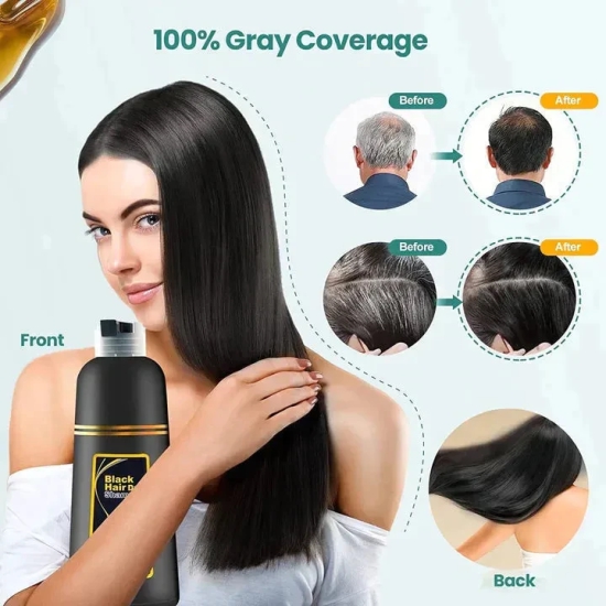 BLACK HAIR DYE SHAMPOO 3-IN-1 (NO SIDE EFFECT)(PACK OF 2)(BUY 1 GET 1 FREE)