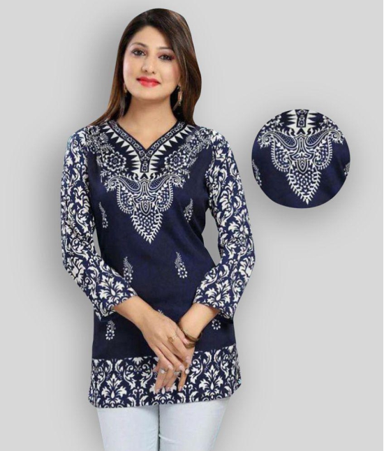 Meher Impex - Blue Crepe Women''s Straight Kurti - 3XL