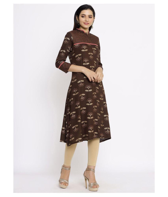 FabbibaPrints - Brown Rayon Women's Asymmetrical Kurti - XXL