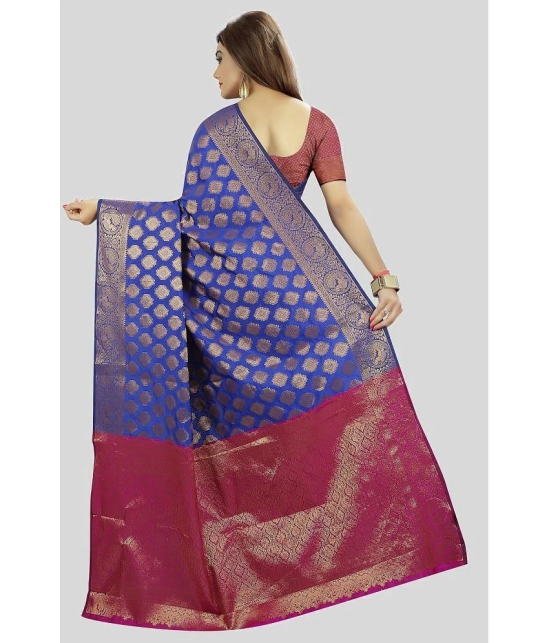 Gazal Fashions - Blue Banarasi Silk Saree With Blouse Piece ( Pack of 1 ) - Blue