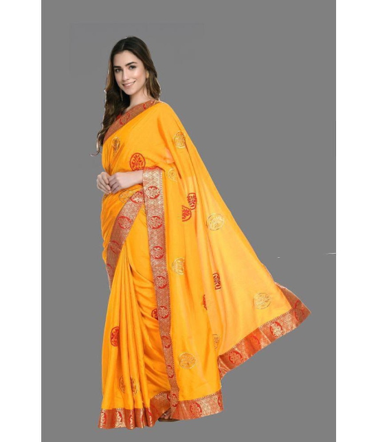 OFLINE SELCTION - Orange Silk Saree With Blouse Piece ( Pack of 1 ) - Orange