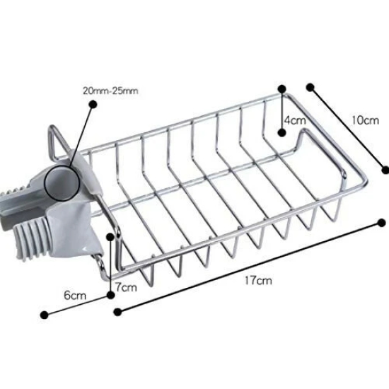 Stainless Steel Sink Caddy Organizer Compact Clip-On Storage for Soap