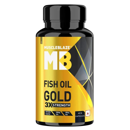 MuscleBlaze Omega 3 Fish Oil Gold 3x Triple Strength (EPA & DHA) - 1300 MG-60 Units