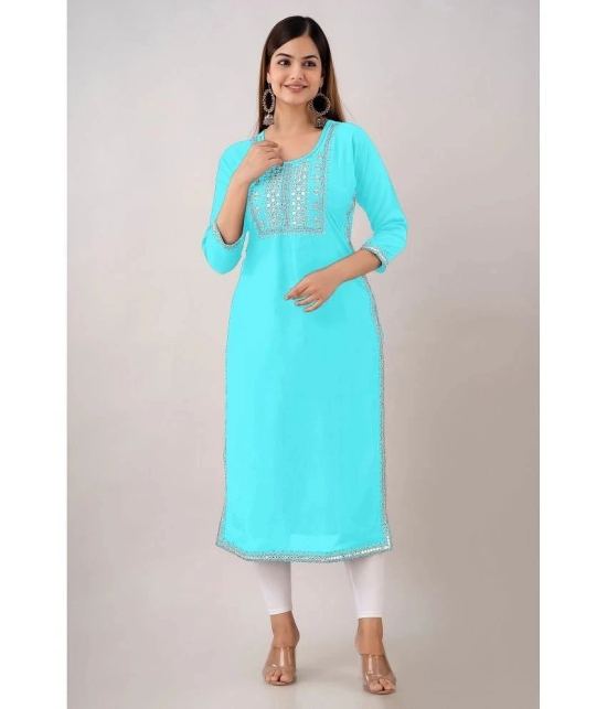 Kapadia - Turquoise Rayon Womens Straight Kurti ( Pack of 1 ) - None