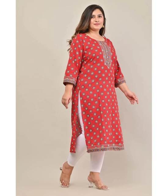 Swasti - Red 100% Cotton Womens Straight Kurti ( Pack of 1 ) - None