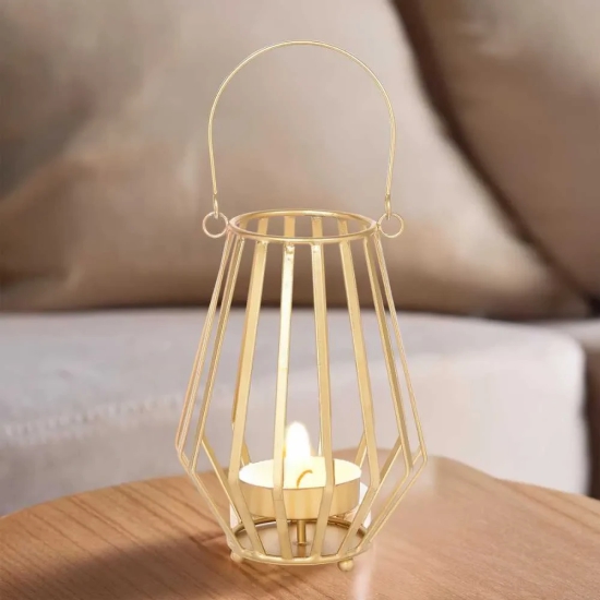 Conical Wire Lantern Peach