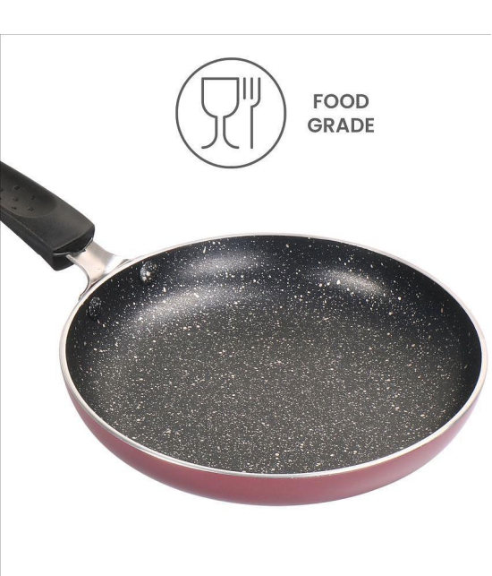 Milton Pro Cook Granito Non Induction Fry Pan, 14 cm, Burgundy | Flame Safe | Dishwasher Safe | Food Grade | Metal Spoon Friendly | Non - Stick | Bakelite Handle