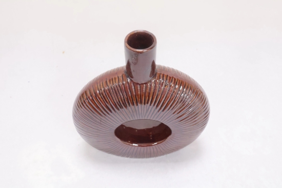 Khurja Pottery Flower Vase Bangle Shape Brown Colour Size 8 Inches