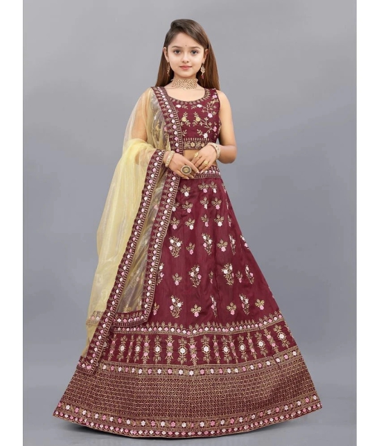 Apnisha Maroon Silk Girls Lehenga Choli Set ( Pack of 1 ) - None