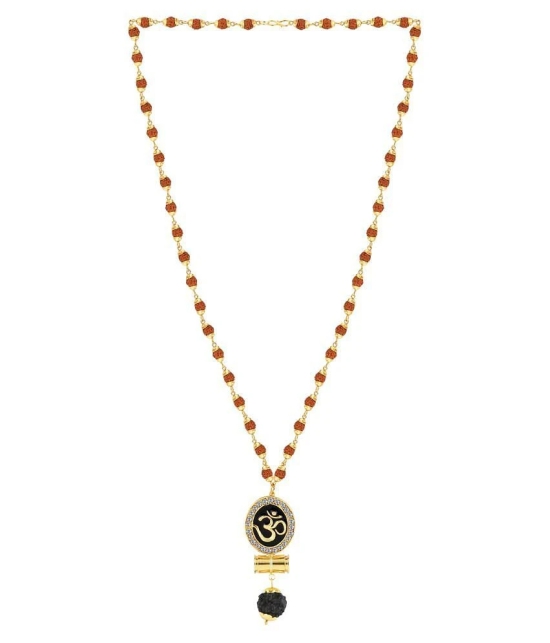 SILVER SHINE Religious Rudraksh Mala Om Gold Pendant for Men and Women - Golden