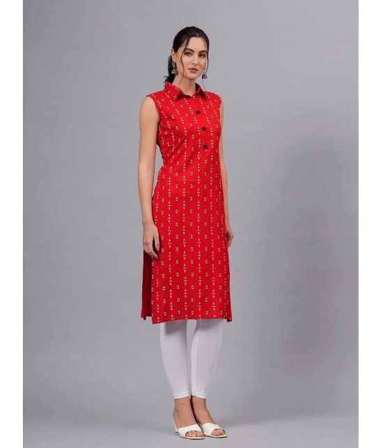 JC4U Rayon Printed Straight Womens Kurti - Red ( Pack of 1 ) - None