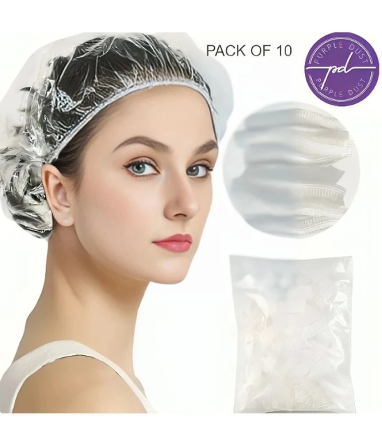 purple dust Transparent Polythene Shower Cap ( Pack of 10 )