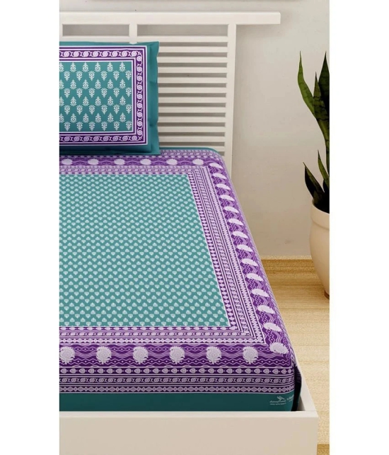 Uniqchoice - Turquoise Cotton Single Bedsheet with 1 Pillow Cover - Turquoise