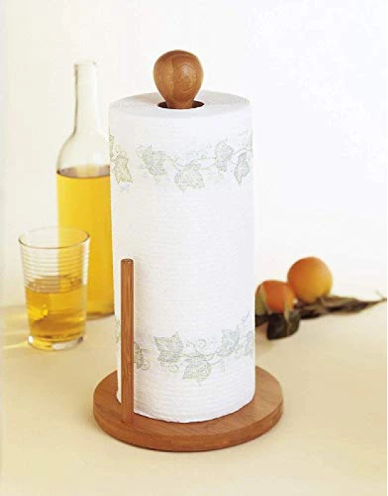 Nidy® Counter Top Bamboo Paper Towel Holder, Standing Paper Towel Holders Roll Wooden Holders for Home Kitchen Countertop Bathroom Toilet- Tissue Rack for Kitchen Bathroom