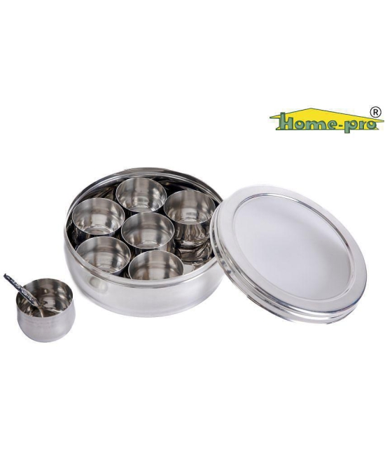 HomePro - Masala Dabba SS Steel Silver Spice Container ( Set of 1 ) - Silver