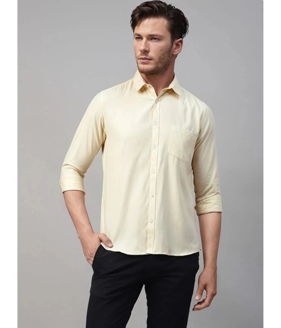 UrbanMark Cotton Blend Slim Fit Solids Full Sleeves Mens Casual Shirt - Yellow ( Pack of 1 ) - None