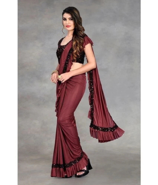 Apnisha - Maroon Lycra Saree With Blouse Piece ( Pack of 1 ) - Maroon