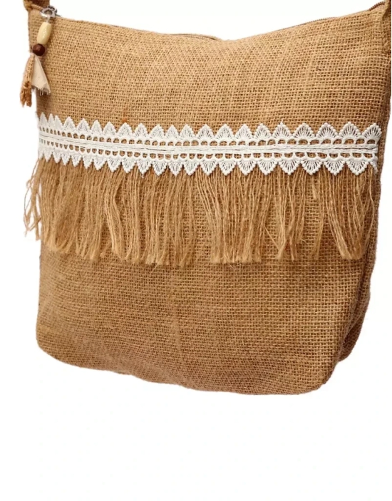 Tisser jute bag With lacework