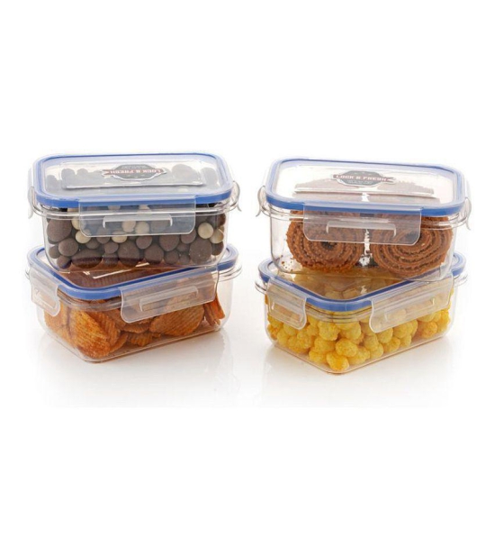 HOMETALES Grocery/Dal/Pasta PET Transparent Food Container ( Set of 4 ) - Transparent